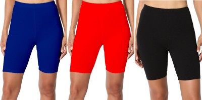 Swastik Stuffs Solid Women Blue, Red, Black Cycling Shorts, Sports Shorts