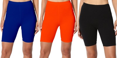 Swastik Stuffs Solid Women Blue, Orange, Black Cycling Shorts, Sports Shorts