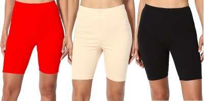 Swastik Stuffs Solid Women Red, Beige, Black Cycling Shorts, Sports Shorts