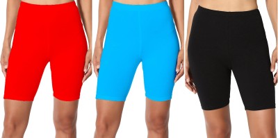 Swastik Stuffs Solid Women Red, Light Blue, Black Cycling Shorts, Sports Shorts