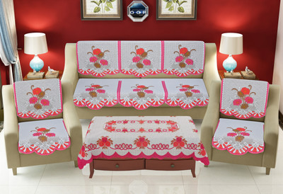 croox Cotton 3 Seater Sofa Floral Cover(Pack of 7 Multicolor)