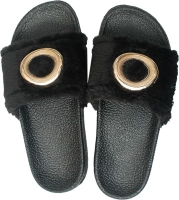 FREECO Women Slides(Black , 3)