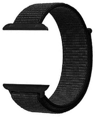 MIFKRT Nylon Sport Loop Replacment Band Strap for Apple Watch 42mm/44mm Series 5/4/3/2/1 (Jet Black) Smart Watch Strap(Black)