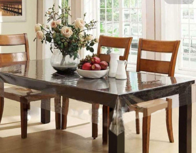 MONKDECOR Solid 4 Seater Table Cover(Transparent, PVC)
