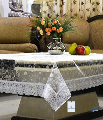 MONKDECOR Solid 6 Seater Table Cover(Silver, PVC)