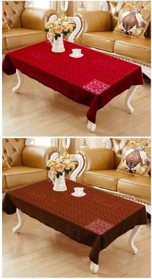 WONDERLAND Self Design 4 Seater Table Cover(Red, Brown, Cotton, Pack of 2)