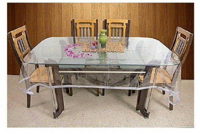 MONKDECOR Solid 6 Seater Table Cover(Silver, PVC)
