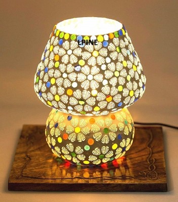 Gvibe Designer Hand Crafted Mosaic Table Lamp For Living, Bed, Drawing Room, Home Decor Side Lamp (Whit, 17cm.) Table Lamp(17 cm, Multicolor)