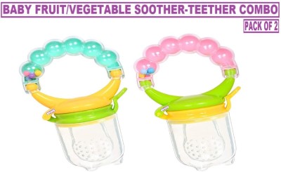 TINNY TOTS Premium Quality Baby Pacifier Food Feeder Silicone Fresh Fruit Nibbler Feeding Safe Kids Supplies Nipple Pacifier BPA-Free| Fruit Nibbler Rattle Soother| Fruit Vegetables Teething Teether & Feeder Soother| Self-Soothing Fruit Toy For Toddlers/Infants(5 Months+;Y,G) Teether and Feeder(YELL