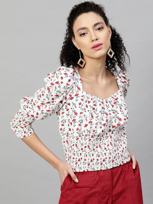 STREET9 Casual 3/4 Sleeve Floral Print Women Multicolor Top