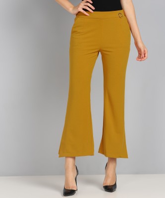 MADAME Regular Fit Women Yellow Trousers