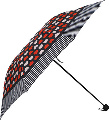 Umbrella mart 3 Fold Digital Printed Rain and Sun Protective Umbrella(Red)