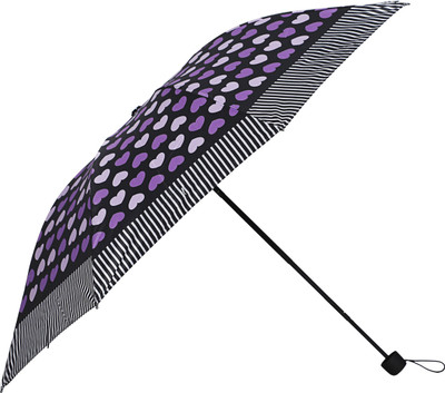 SFAB 3 Fold Digital Printed Rain and Sun Protective Umbrella(Purple)