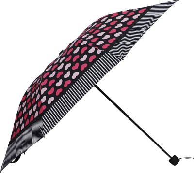 Umbrella mart 3 Fold Digital Printed Rain and Sun Protective Umbrella(Pink)