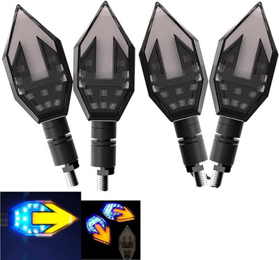 Vagary Front, Rear LED Indicator Light for Hero Super Splendor(Blue, Yellow)