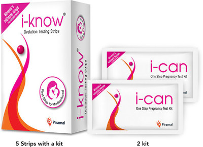 i-know Ovulation Testing Strips- 5 strips + I Can Pregnancy Test Device Pregnancy Test Kit(5 Tests)