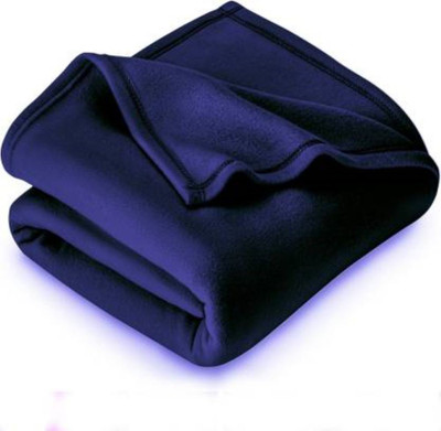 true valua Solid Single Fleece Blanket for  AC Room(Polyester, Blue)