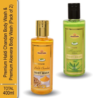 khadi natural herbal Premium Body Wash Haldi Chandan & Aloevera Herbal (Pack of 2)(2 x 200 ml)