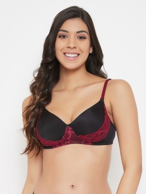 Clovia Women Bralette Lightly Padded Bra(Black, Red)