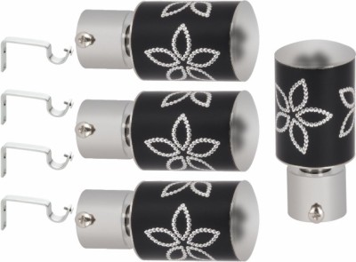 ZAPEX Silver, Black Rod Rail Bracket, Curtain Knobs Metal(Pack of 8)