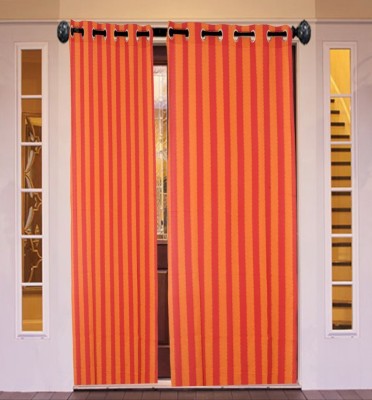 SBN Newlifestyle 180 cm (6 ft) Cotton Semi Transparent Window Curtain (Pack Of 2)(Striped, Red)