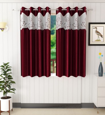 Tanishka Fabs 152 cm (5 ft) Polyester Blackout Window Curtain (Pack Of 2)(Solid, Maroon)