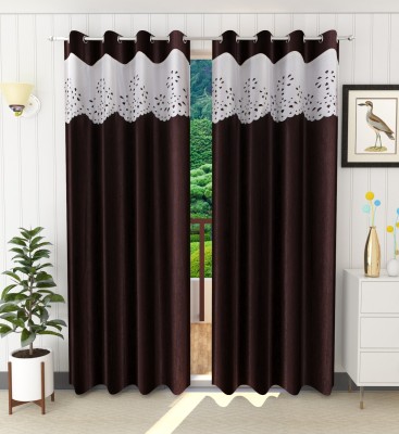 Tanishka Fabs 214 cm (7 ft) Polyester Blackout Door Curtain (Pack Of 2)(Solid, Brown)