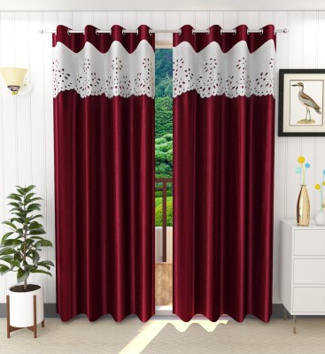 Tanishka Fabs 214 cm (7 ft) Polyester Blackout Door Curtain (Pack Of 2)(Solid, Maroon)