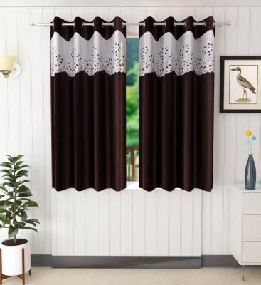 Tanishka Fabs 152 cm (5 ft) Polyester Blackout Window Curtain (Pack Of 2)(Solid, Brown)