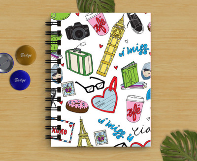 DI-KRAFT Multiple Things Printed Regular Diary A5 Diary Unruled 160 Pages(White)