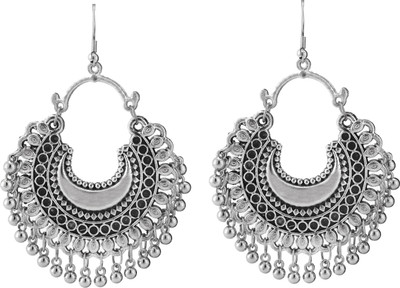 Maysa Oxidised Chandbali artificial/ fashion earring German Silver, Alloy Chandbali Earring, Hoop Earring