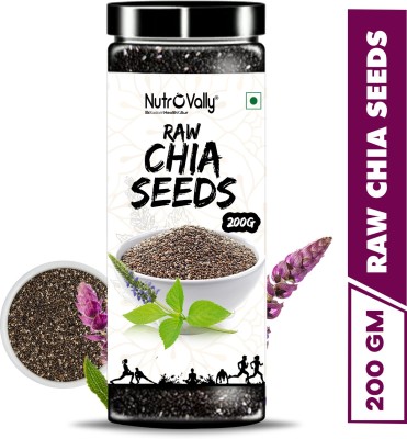 NutroVally Raw Chia Seeds for Weight Loss with Omega 3 , Zinc and Fiber, Calcium Rich Seeds(200 g)