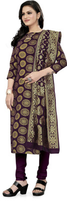 VredeVogel Silk Blend Self Design Salwar Suit Material