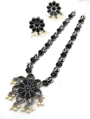 PBM CREATIONS Oxidised Silver Black Jewellery Set(Pack of 1)