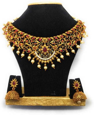 PBM CREATIONS Copper Gold-plated Gold Jewellery Set(Pack of 1)