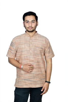 Divine creation Men Solid Straight Kurta(Brown)