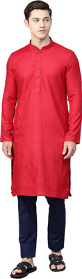Manthan Men Solid Straight Kurta(Red)