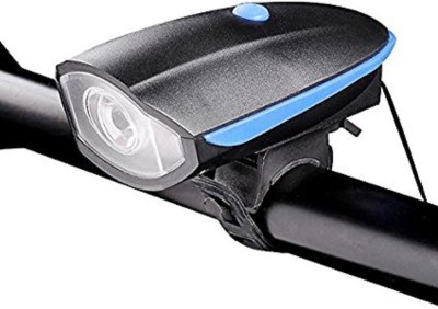 Frackson USB Rechargeable Bycycle Bike Horn Head Front LED Light Bright 3 Mode . LED Front Light(Blue, Black)