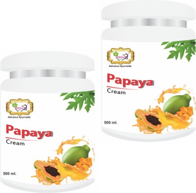 Sibley Beauty Papaya Fruit Moisturizer Facial Massage Cream for Face (2 x 500 gm.) Pack of 2 - for blemishes, pigmentation, whitening, oily dry normal combination skin, men women girls boys - Salon Pack Products(1 kg)