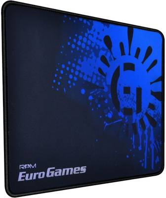RPM Euro Games Gaming Mouse Pad 350 x 250 x 4 mm with Stitched Edges, Premium-Textured Mouse Mat, Non-Slip Water Resistant Rubber Base Mousepad  (Black - Blue)