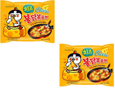 Samyang Hot Chicken Ramen Buldak Cheese Noodles, 140X2 (Pack of 2) Imported Instant Noodles Non-vegetarian(2 x 140 g)