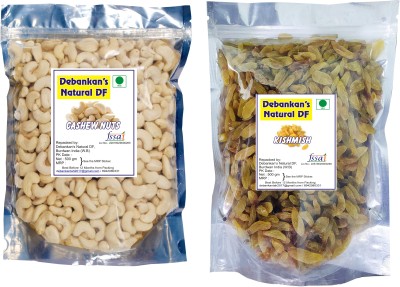 Debankan's Natural DF Premium Quality Whole Nuts Cashews & large kishmish Raisins Cashews, Raisins(2 x 0.5 kg)