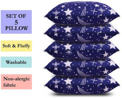 GKM Blue Star Print Microfibre Abstract Sleeping Pillow Pack of 5(Multicolor)