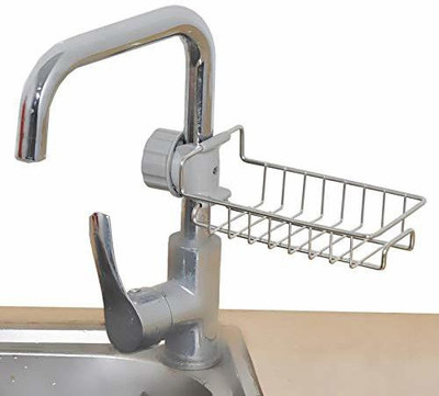 Mahek Soap, Sponge Holder, Stainless Steel Sink,Caddy Organizer,Tap Organiser Clip Storage Rack Practical Home Kitchen Faucet Shelf Snap-on Faucet Rack Pack of 1 Stainless Steel Wall Shelf(Number of Shelves - 1, Silver)