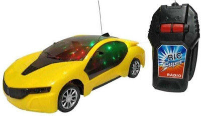 Just97 3D LED Light Fast Modern Car with Remote Control(Yellow, Black)