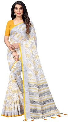 ARRA ENTERPRISE Embroidered Daily Wear Cotton Blend Saree(Yellow)