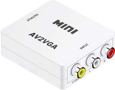 TERABYTE AV2VGA Video Convertor Box AV RCA CVBS toVGA Video Converter Conversor with3.5mm Media Streaming Device(White)