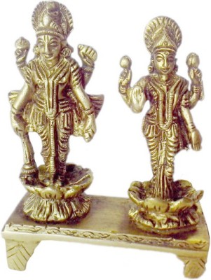 B H A R A T H A A T Vishnu Lakshmi Brass Collectible Handicraft Art by BharatHaat™BH00131 Decorative Showpiece  -  8.12 cm(Brass, Yellow)
