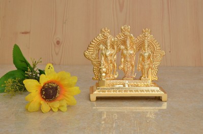 AJ Creations Shri Ram Darbar Idol| Figurine| Showpeice- Sitting Hanuman Ji Home Decorative ( Gold Metal Plated)- For Pooja, Anniversary Gift, Wedding Gift, New Year Gift, House Warming Gift, Diwali Gift Decorative Showpiece  -  19 cm(Metal, Gold)