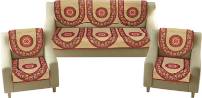 Flipkart SmartBuy Cotton 3+2 Seater Sofa Floral Cover(Pack of 6 Maroon)